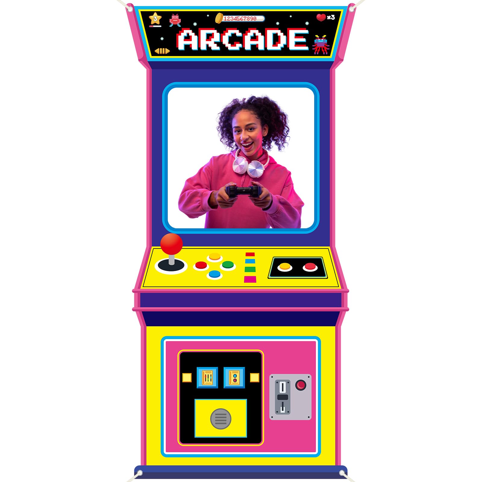 Retro Gaming Decor - Fondo Fotográfico de Tela con Diseño