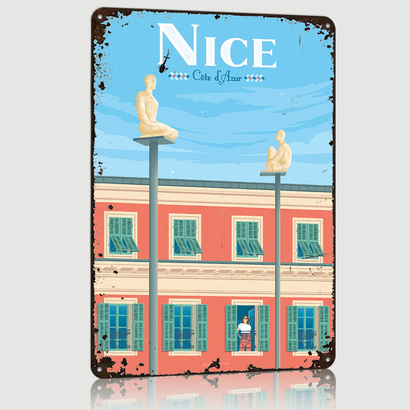 Retro Gaming France - Bonito póster metálico de la Riviera