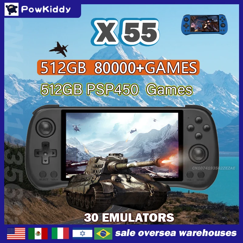 Retro Gaming Best Console - 80000 juegos 512G POWKIDDY X55 pantalla