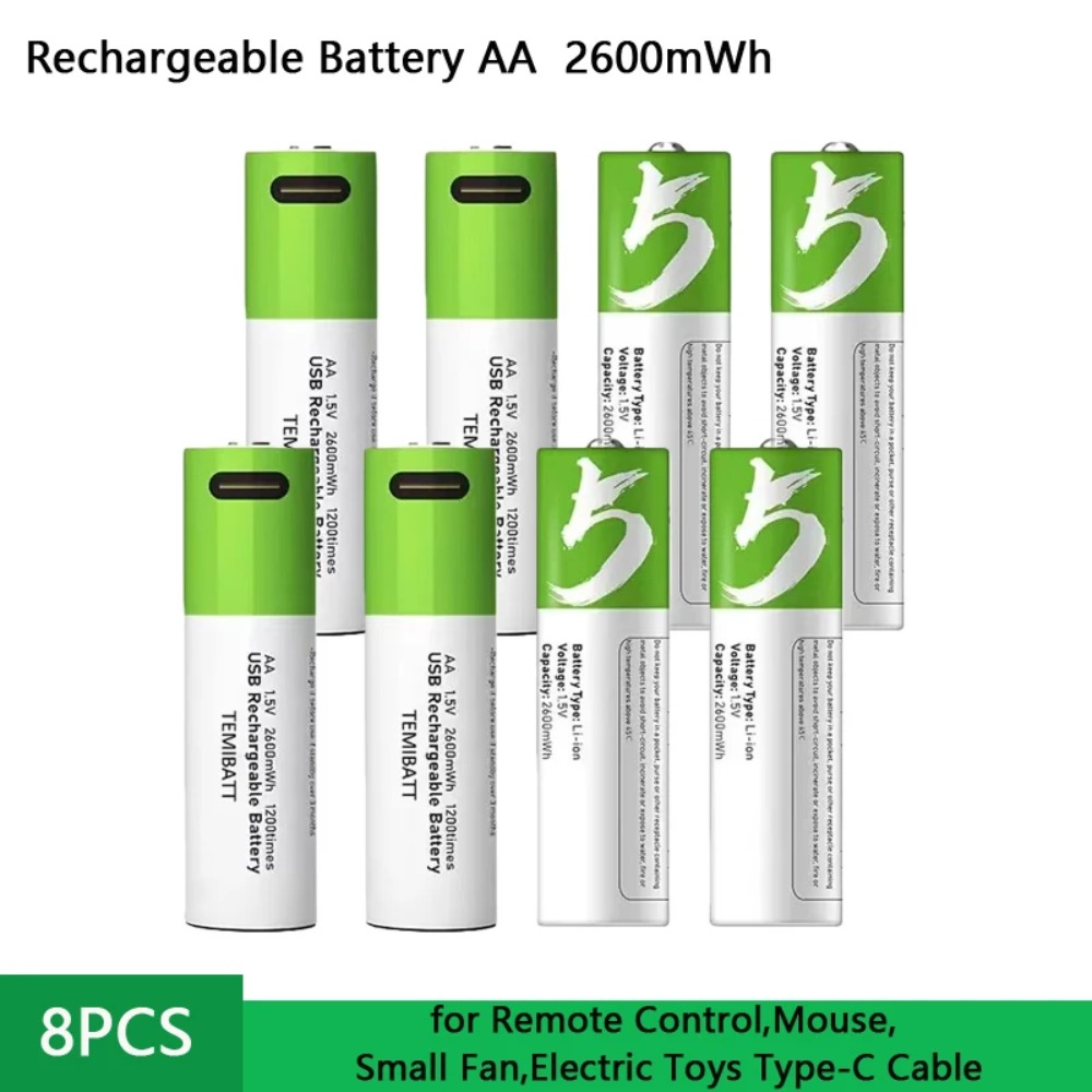 Rechargeable Battery Aa - 8 baterías recargables AA de 1.5V