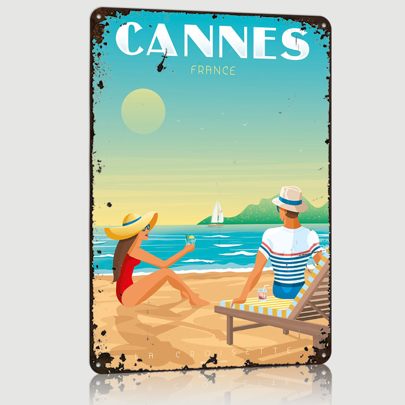 Retro Gaming France - Póster de Cannes, Francia, Letreros Metálicos