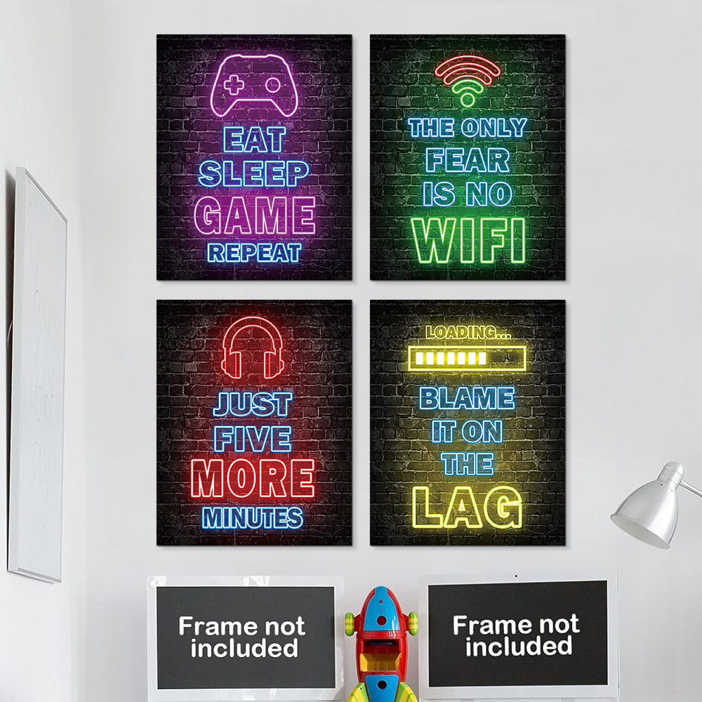 Background Retro Gaming - Mural Decorativo de Pared con Letras