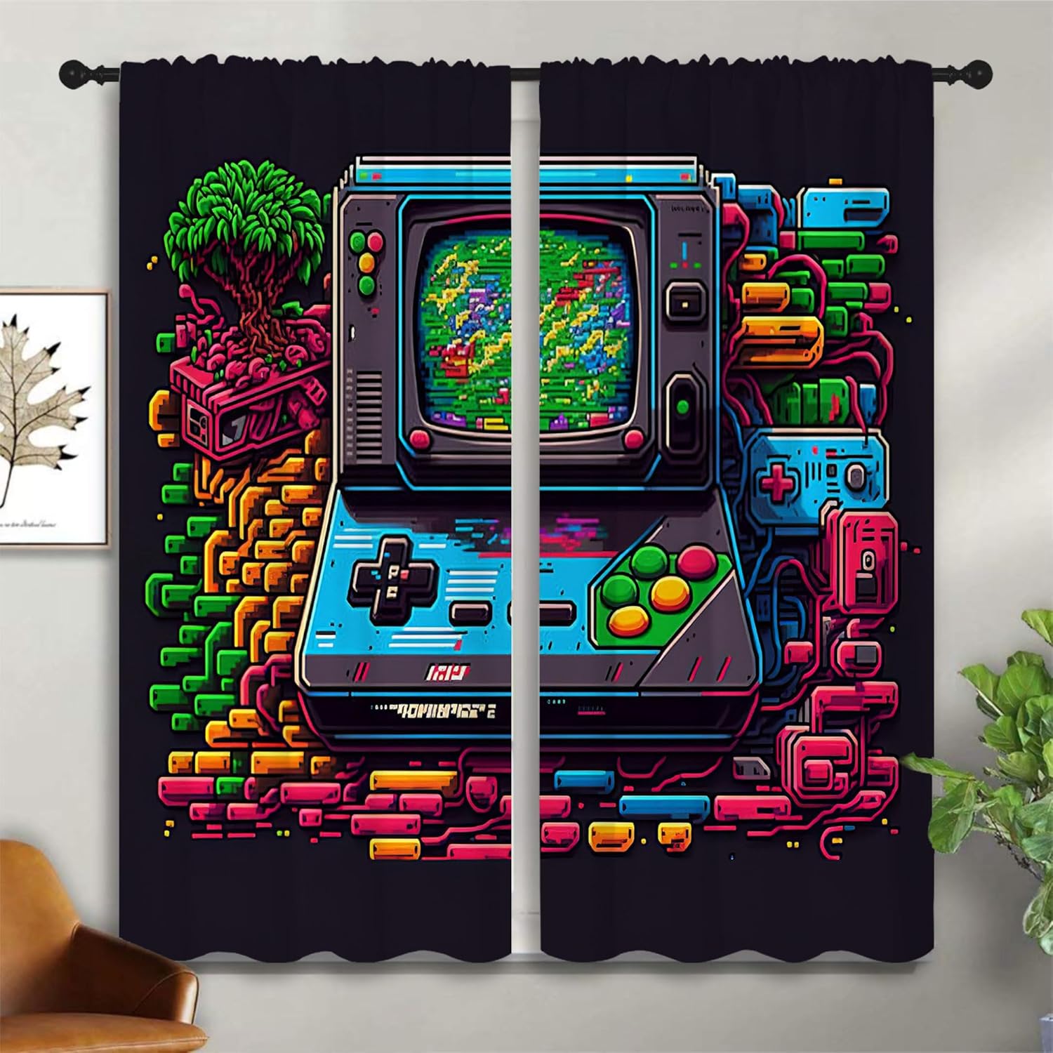 Retro Gaming Japan - Cortinas Opacas con Diseño de Joystick