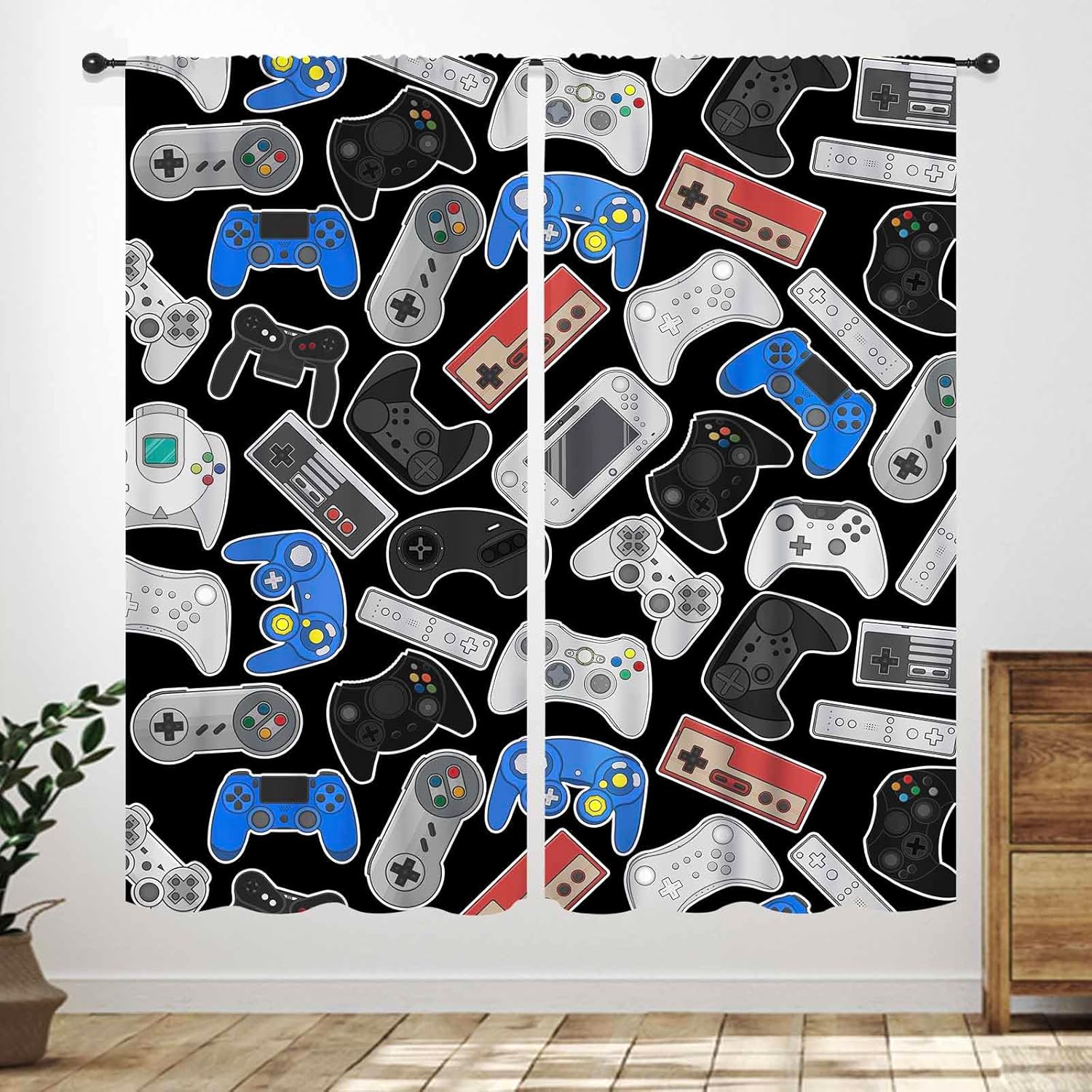 Background Retro Gaming - Cortinas con Diseño de Mandos Retro