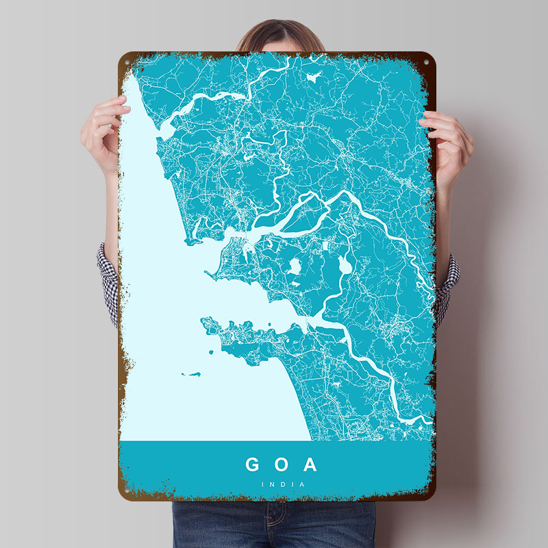 Retro Gaming India - Mapa de Goa, India, Impresión de
