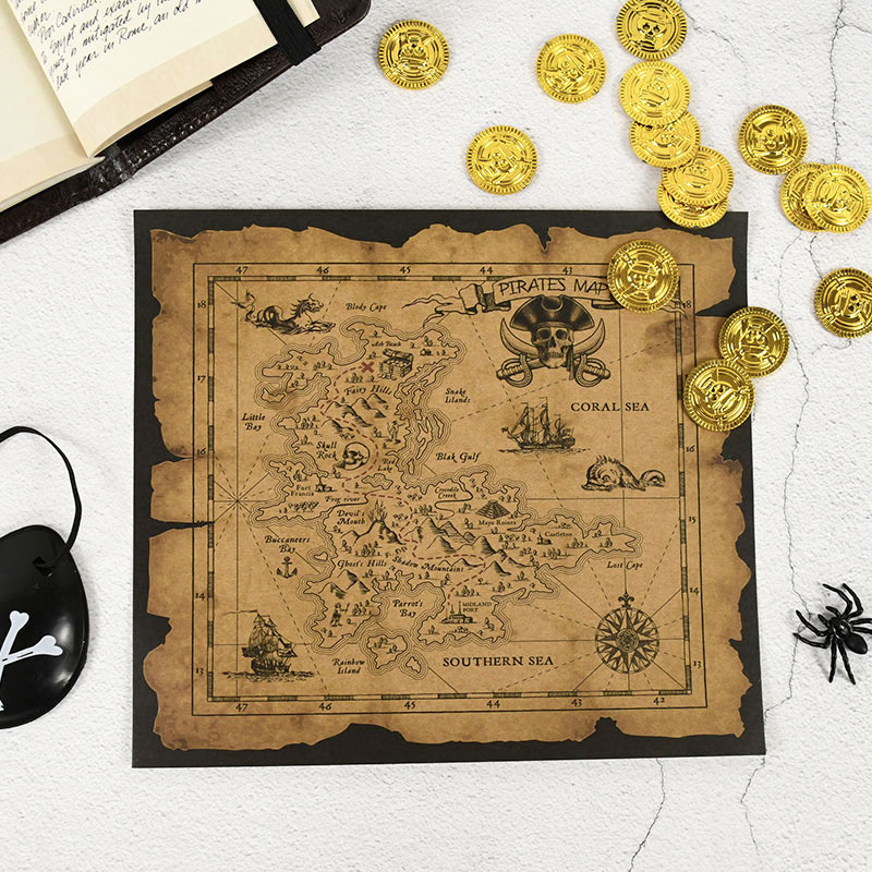 Retro Gaming Decor - Mapa de Búsqueda del Tesoro Pirata,