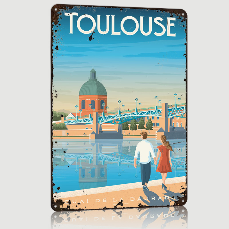 Retro Gaming France - Póster Metálico Impreso de Toulouse, Francia,