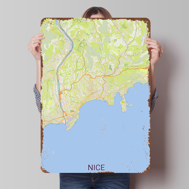 Mapa de Niza, Francia, Póster  - Retro Gaming France reseña y precio