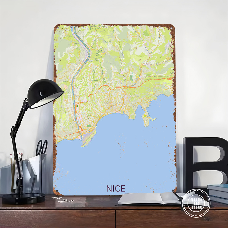 Mapa de Niza, Francia, Póster  - Retro Gaming France reseña y precio