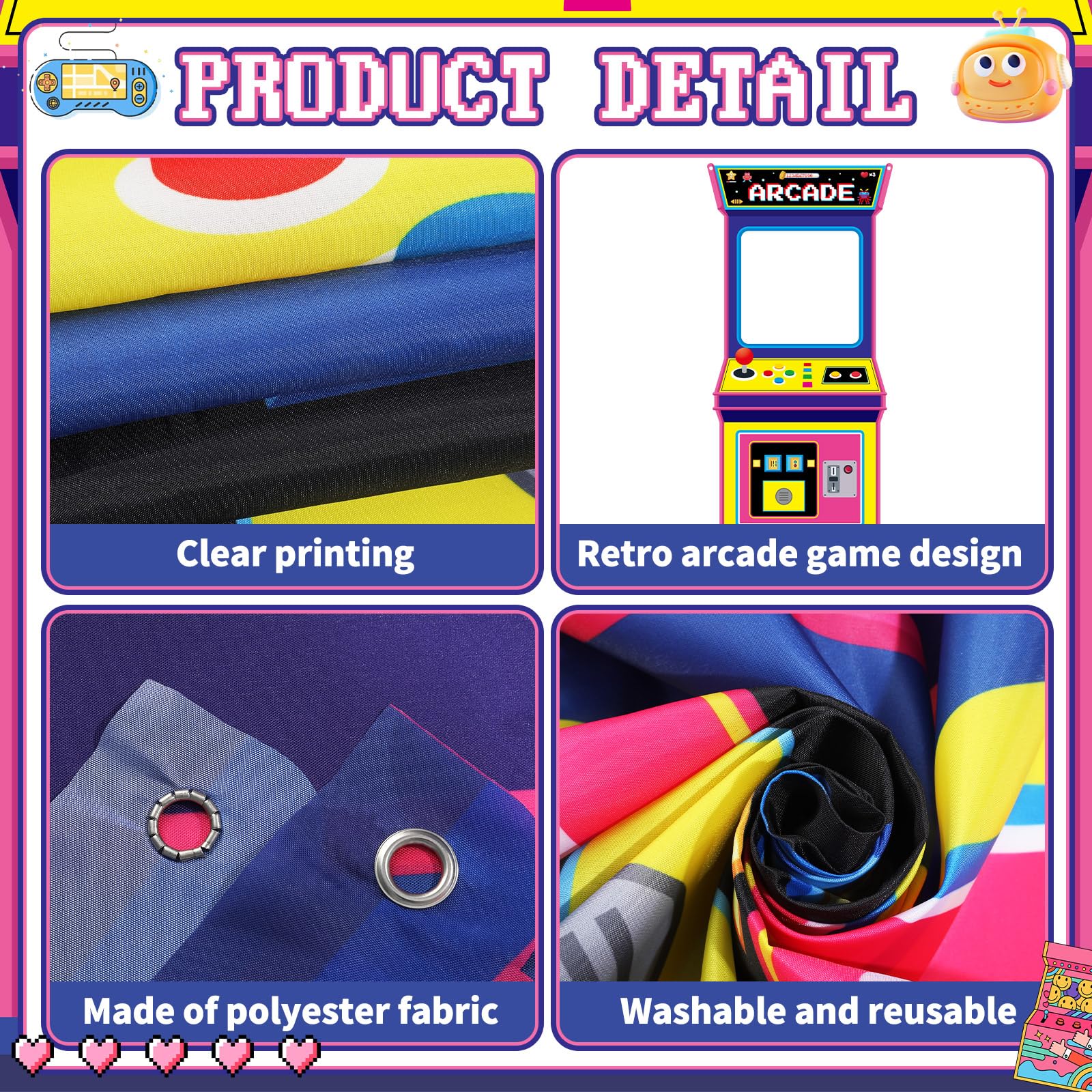 Fondo Fotográfico de Tela con  - Retro Gaming Decor reseña y precio