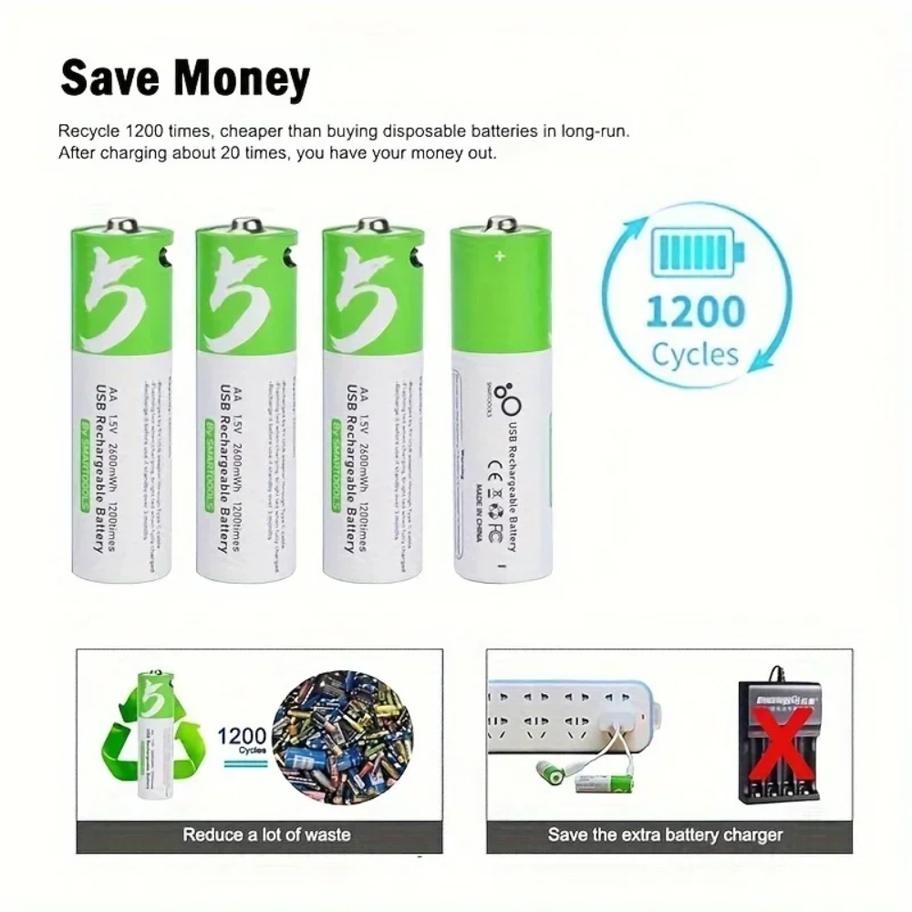 8 baterías recargables AA de 1 - Rechargeable Battery Aa reseña y precio