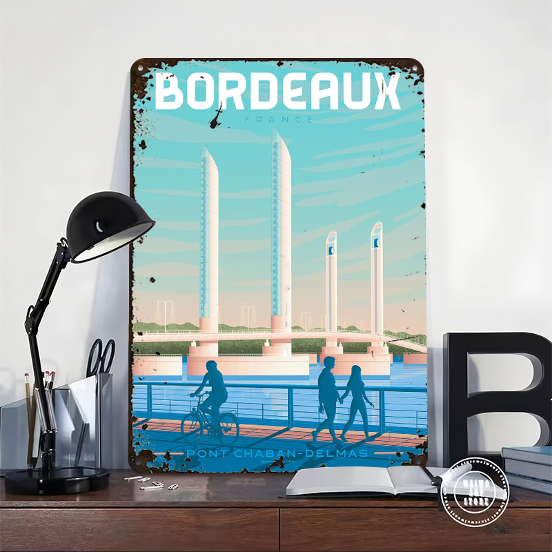 Póster Metálico de Burdeos, Fr - Retro Gaming France reseña y precio