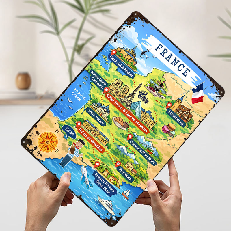 Mapa de viaje de Francia, póst - Retro Gaming France reseña y precio