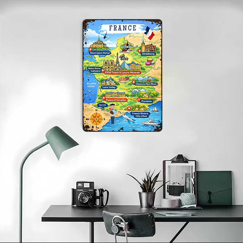 Mapa de viaje de Francia, póst - Retro Gaming France reseña y precio