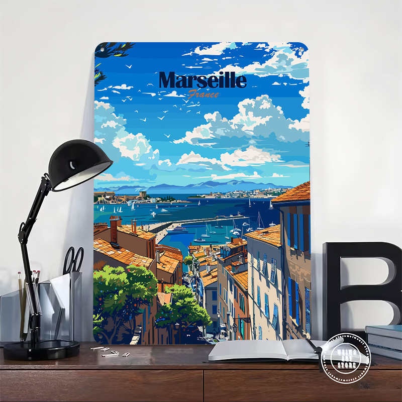 Póster de viaje de Marsella, F - Retro Gaming France reseña y precio
